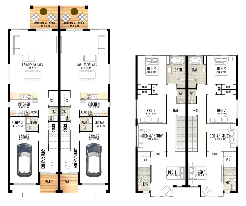 Double storey duplex house design with CDC minimum room requirements