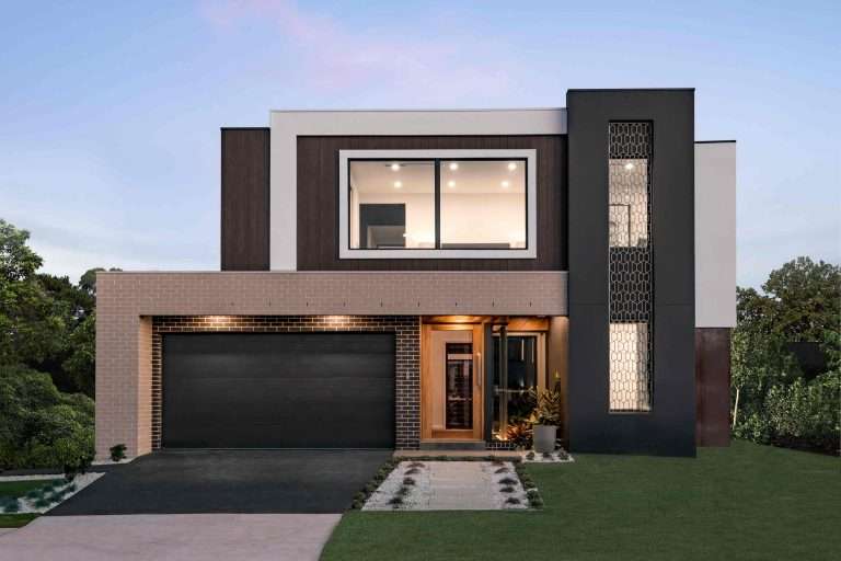 Modern double storey display home facade in sydney