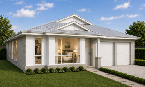 Modern Hamptons facade with double garage