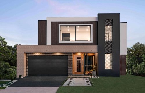 Modern double storey display home facade in sydney